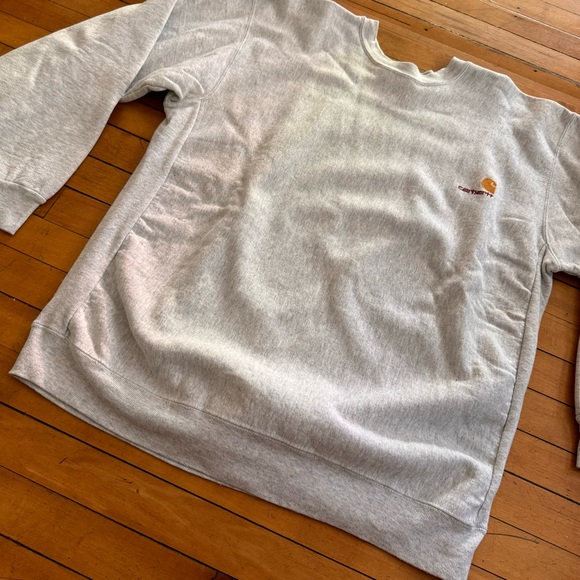 Vintage 1980s Carhartt Rugged Sweatshirt 80s Gray Reverse Weave Embroidered - Picture 4 of 10